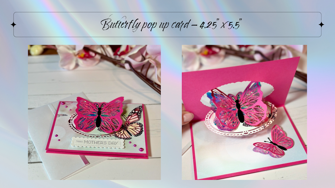 Mother's Day pink butterfly pop up card
