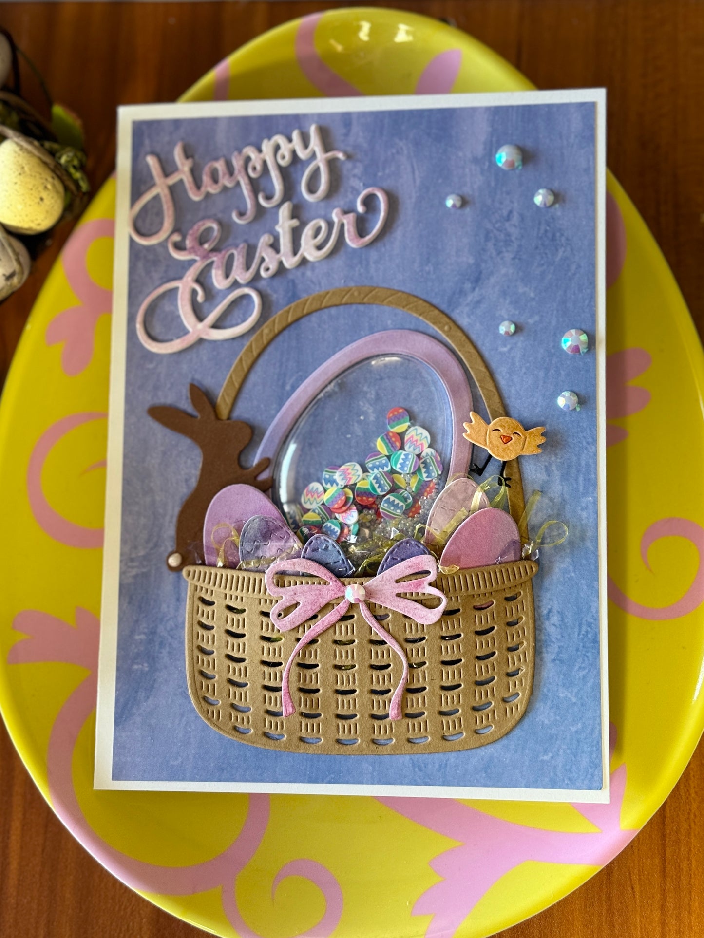 Easter card with basket and large shaker egg