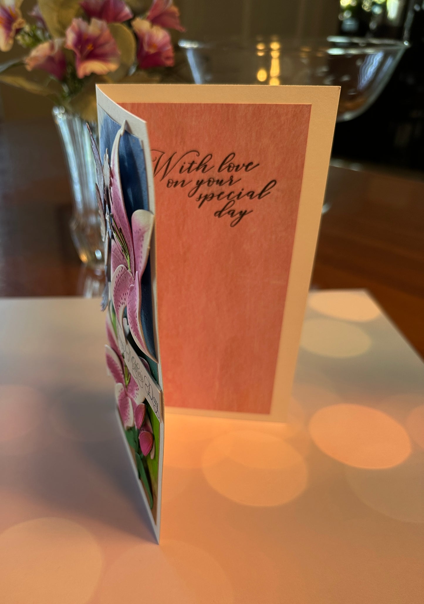 Mother's Day Hummingbird and Stargazer Lily card