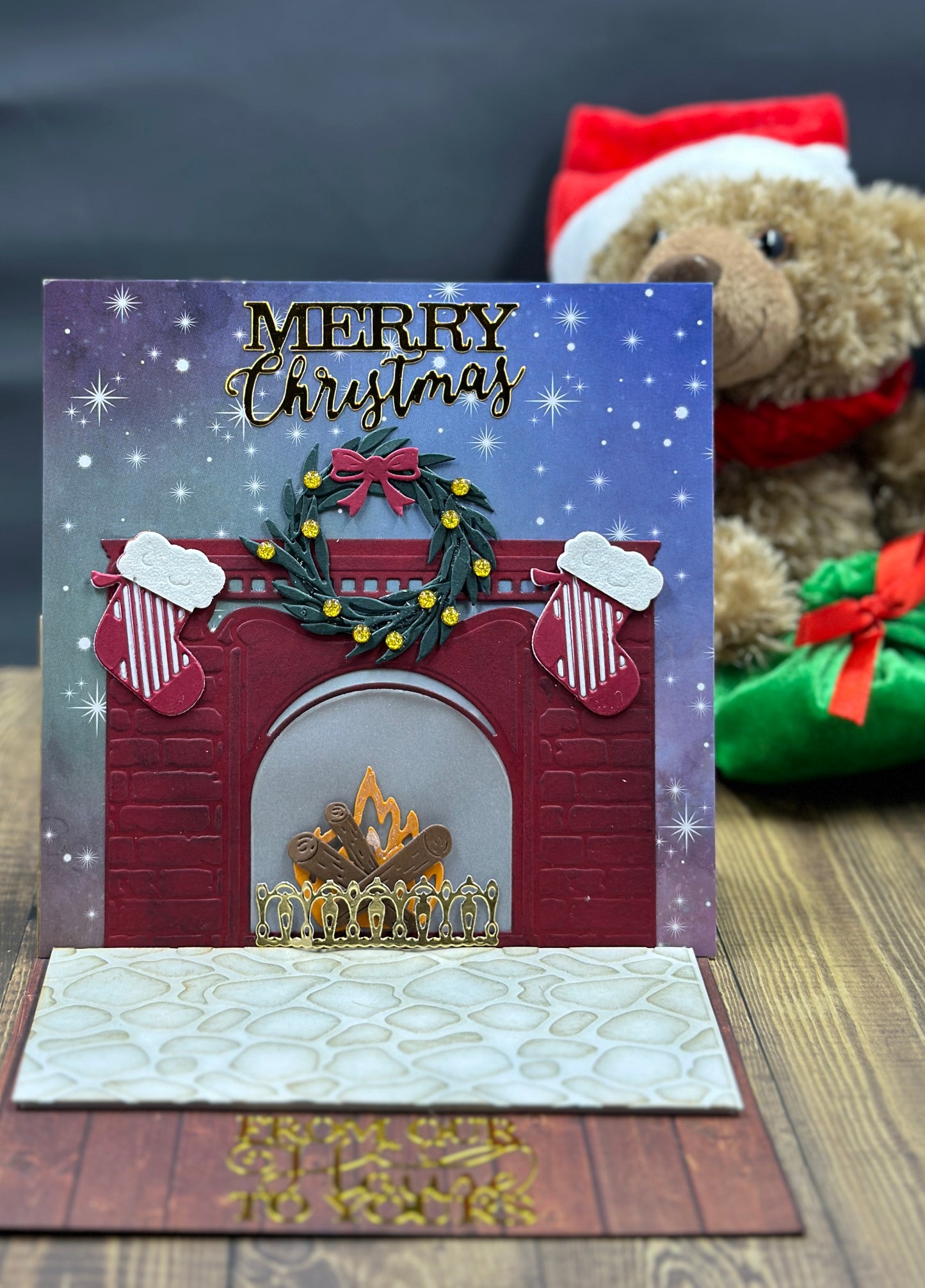 Flickering light fireplace card
