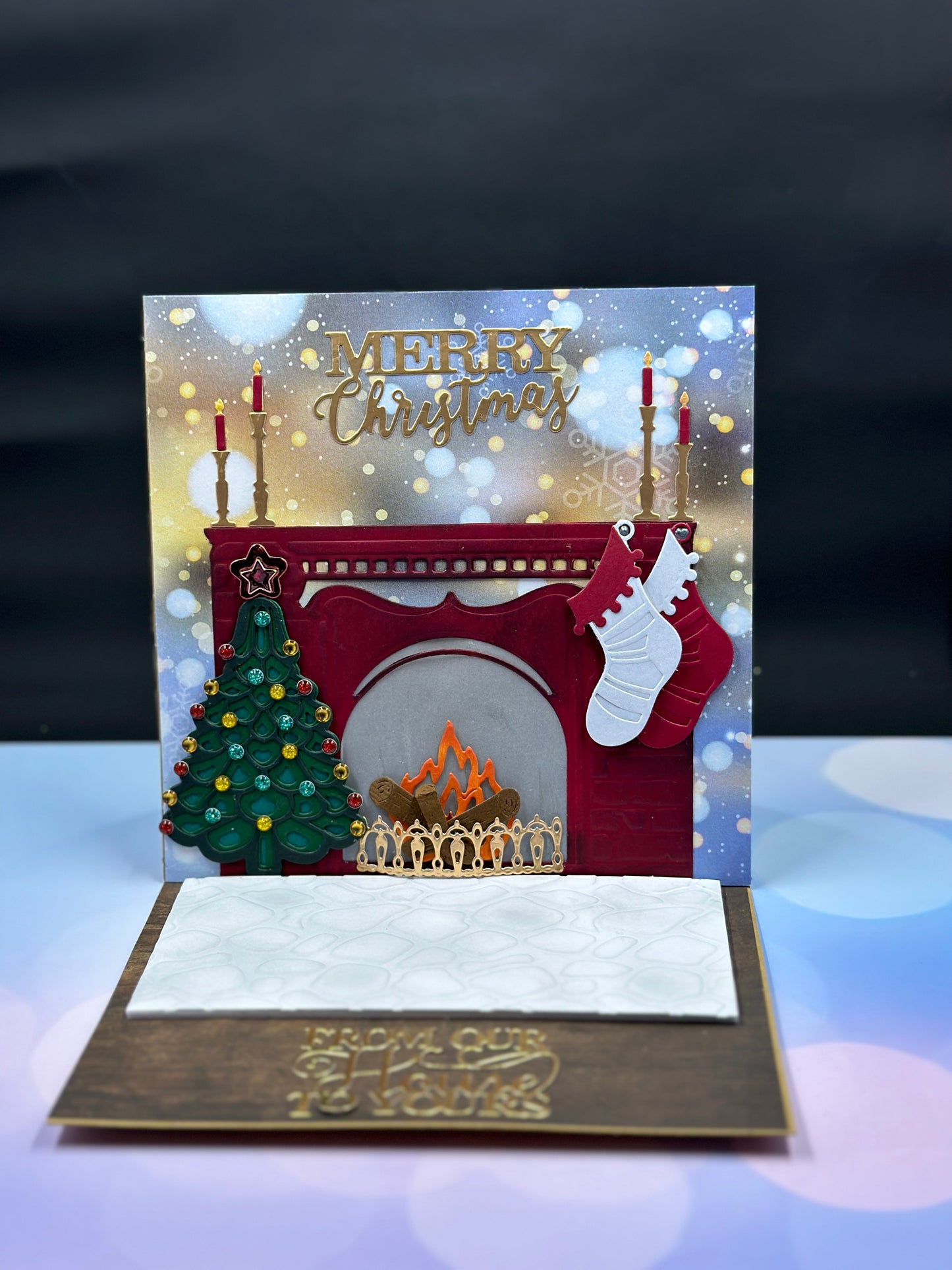 Flickering light fireplace card