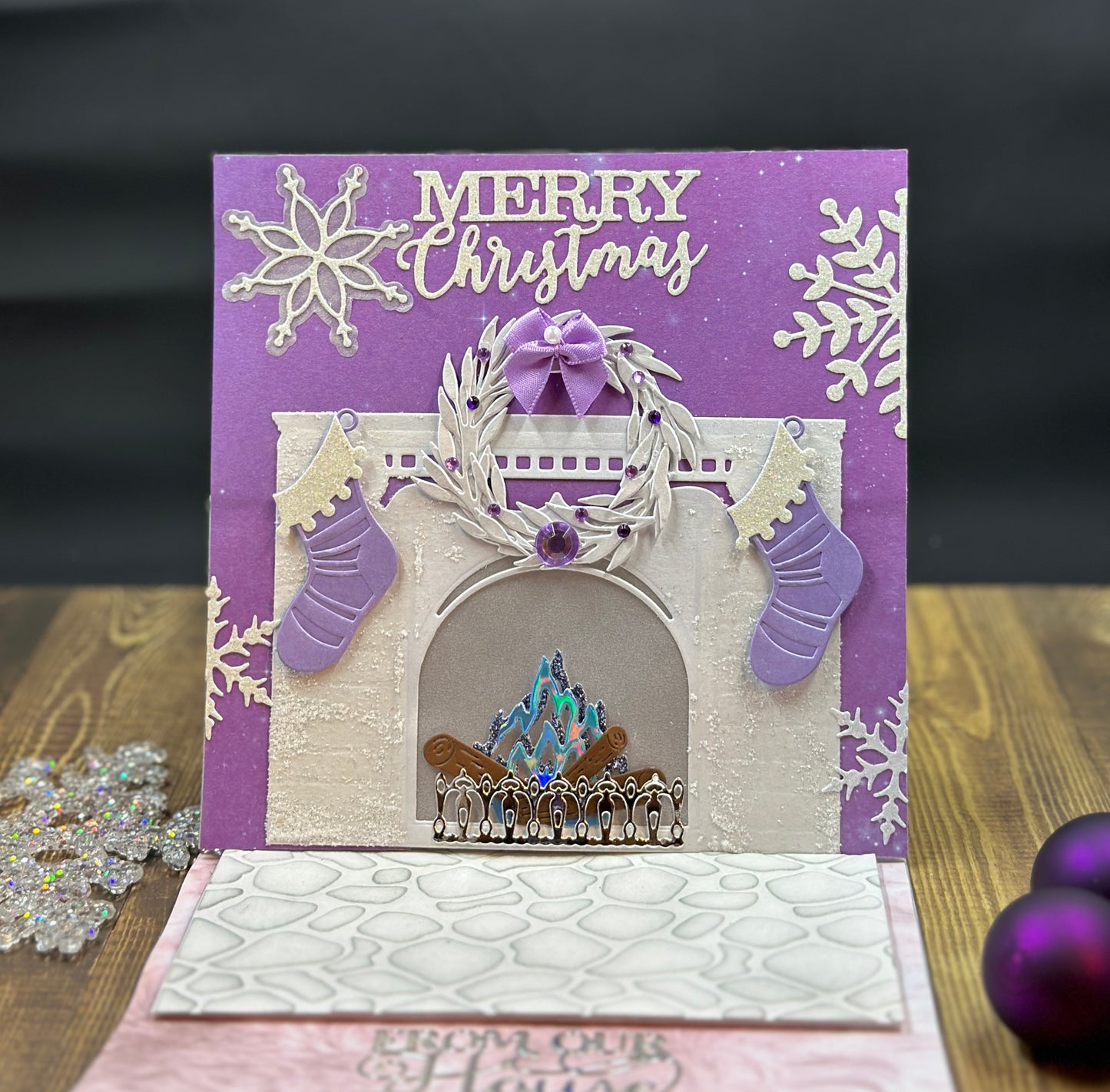 Flickering light fireplace card