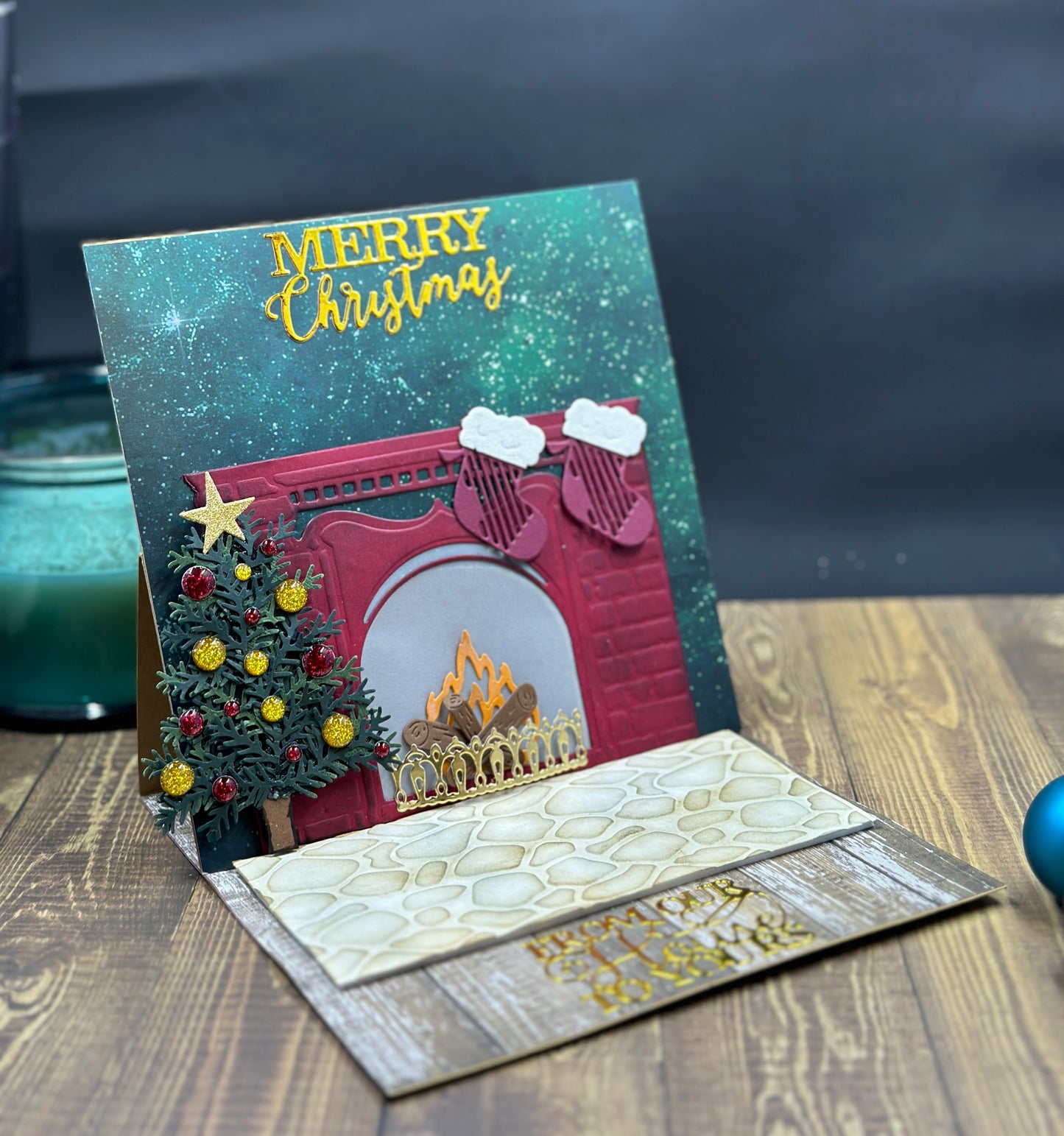 Flickering light fireplace card