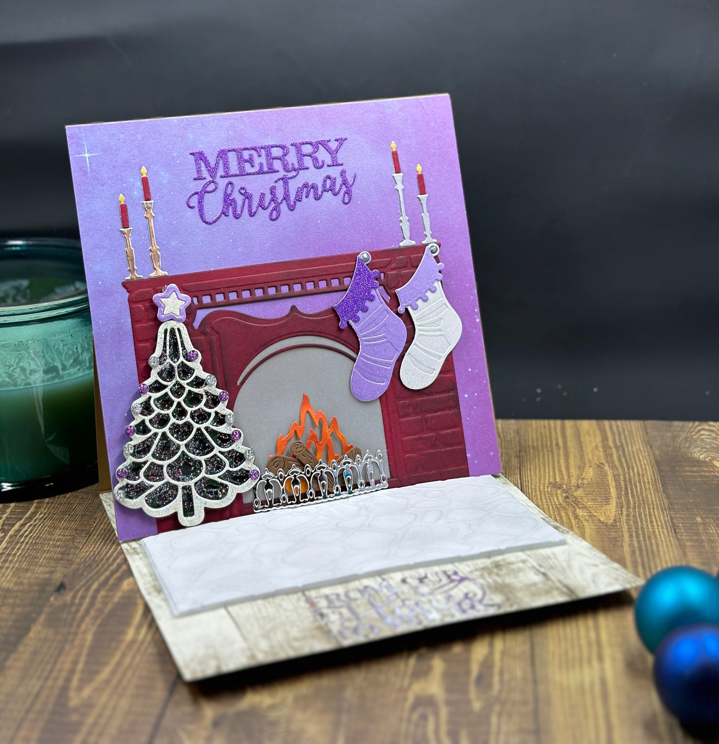 Flickering light fireplace card