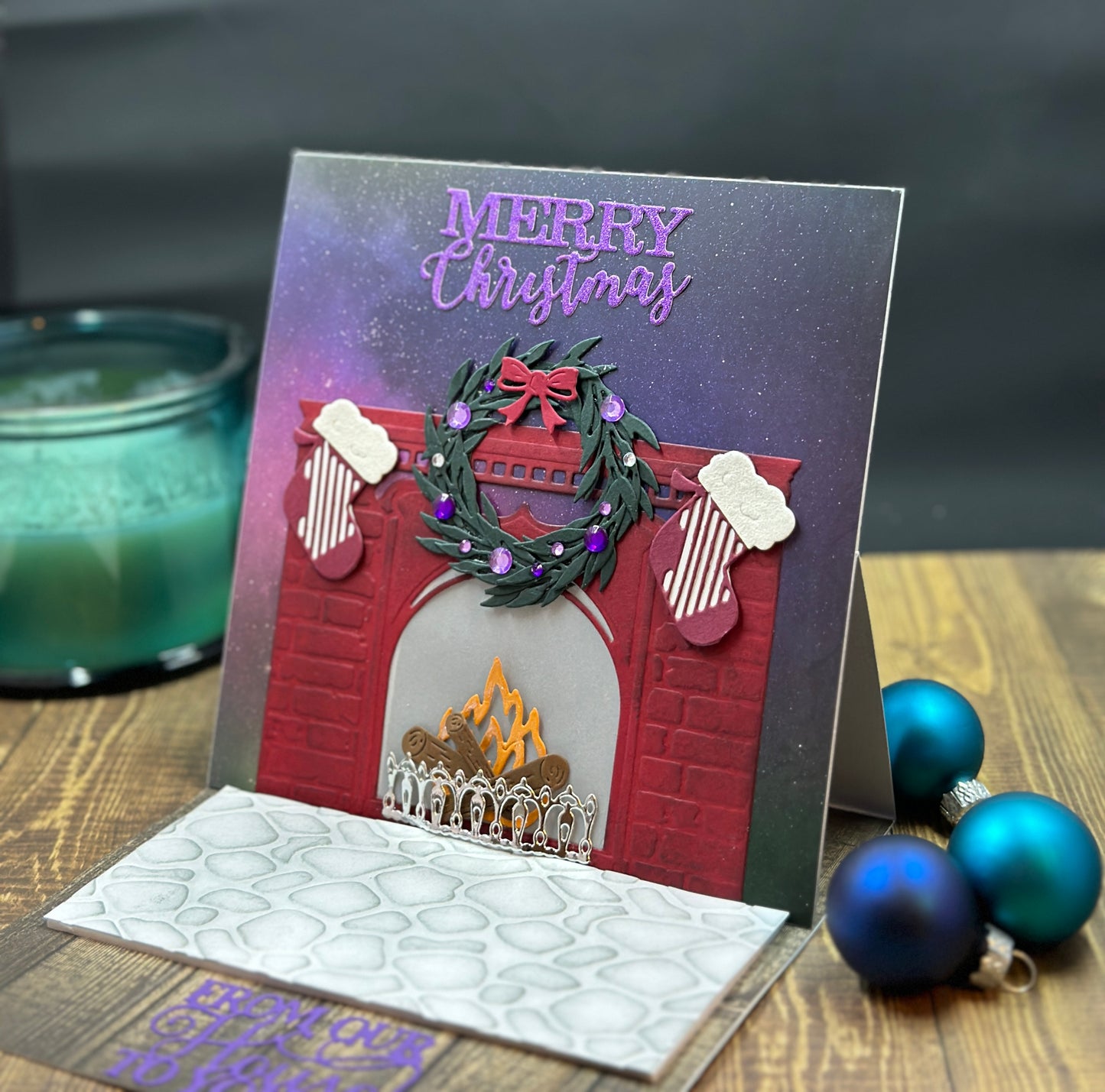 Flickering light fireplace card