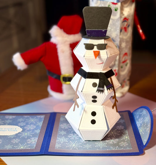 Pop up/light up male snowman with sunglasses