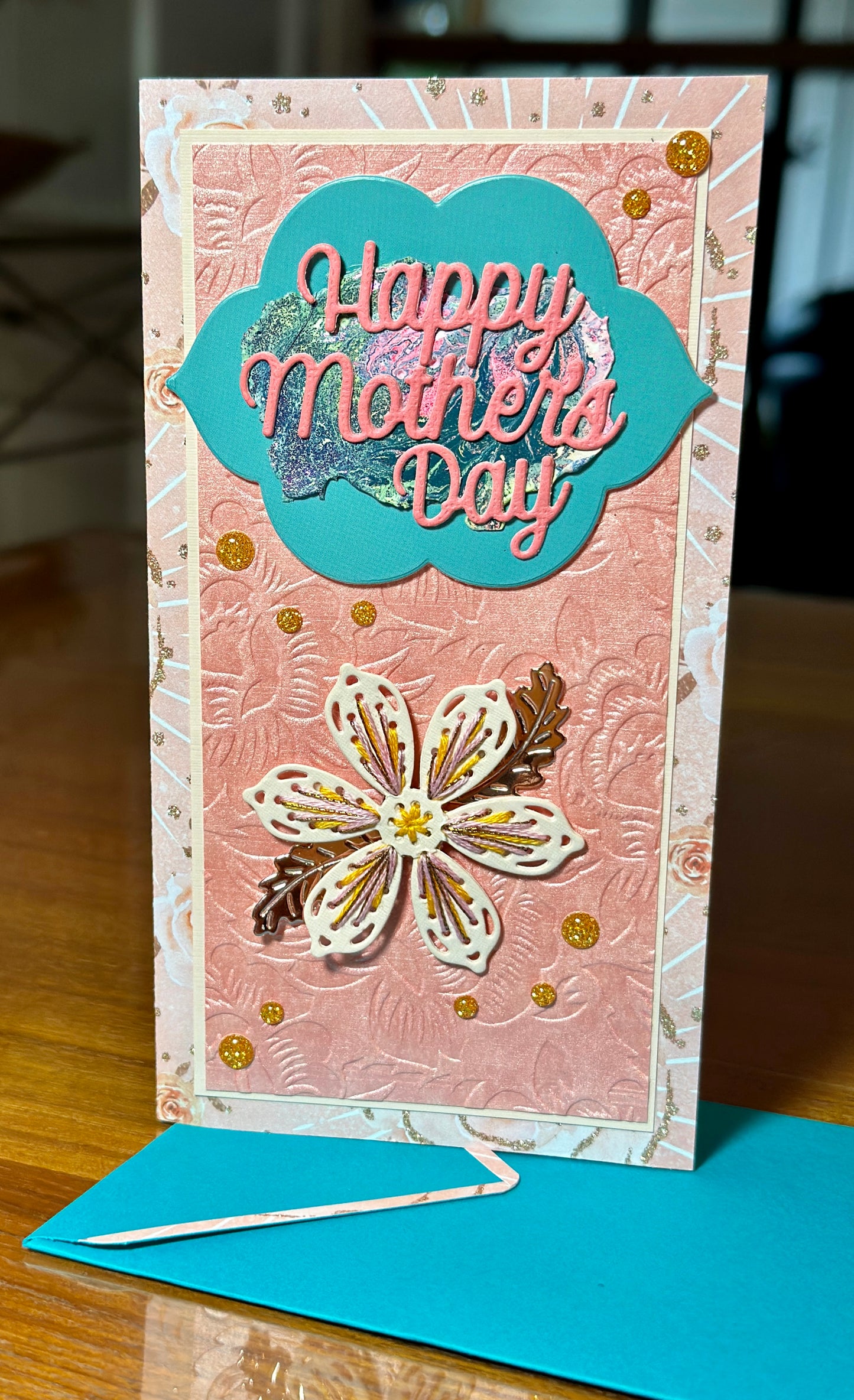 Mother's Day peach and blue card