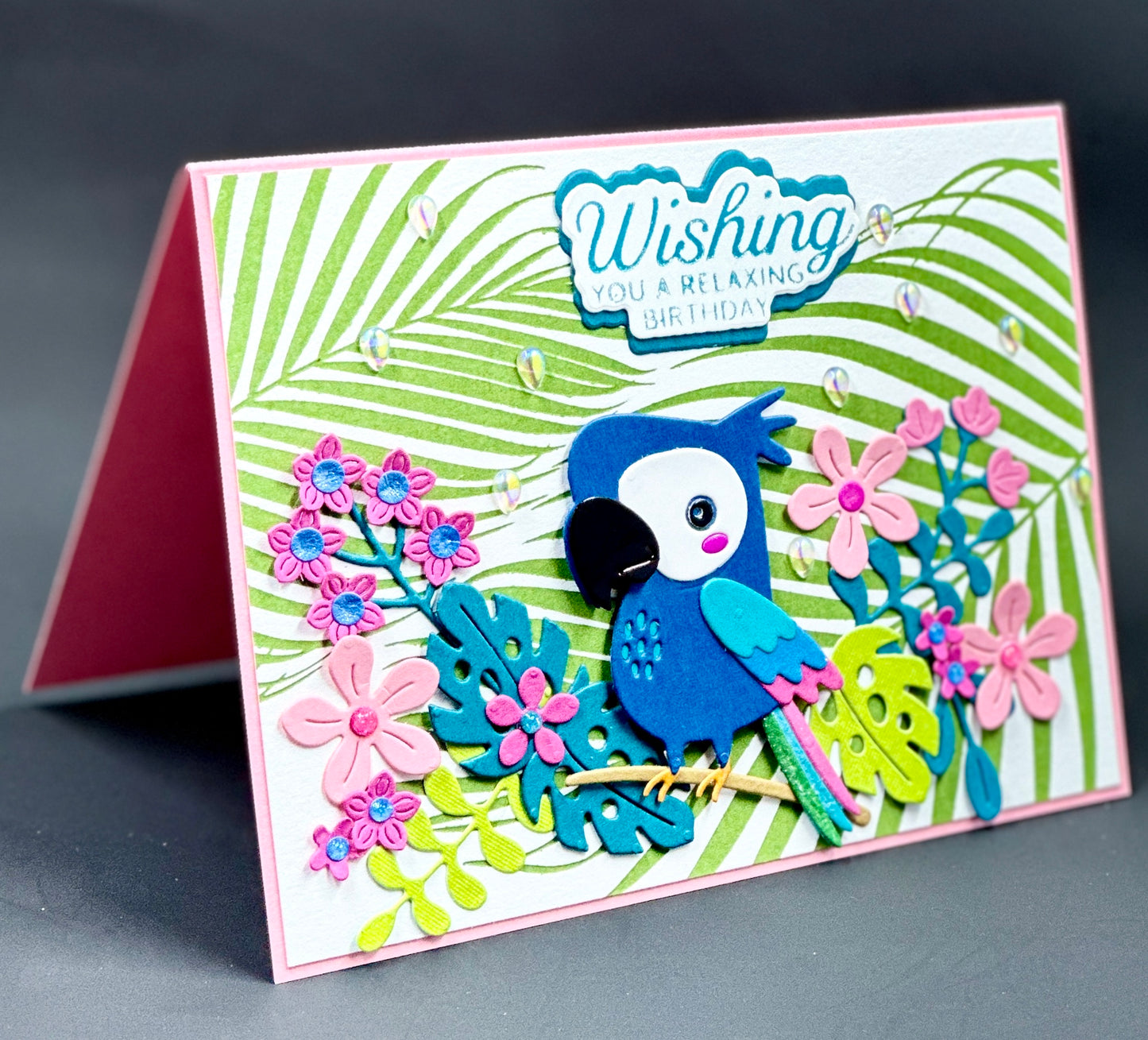 4.25 x 5.5 inch card featuring a cute and colorful tropical bird!