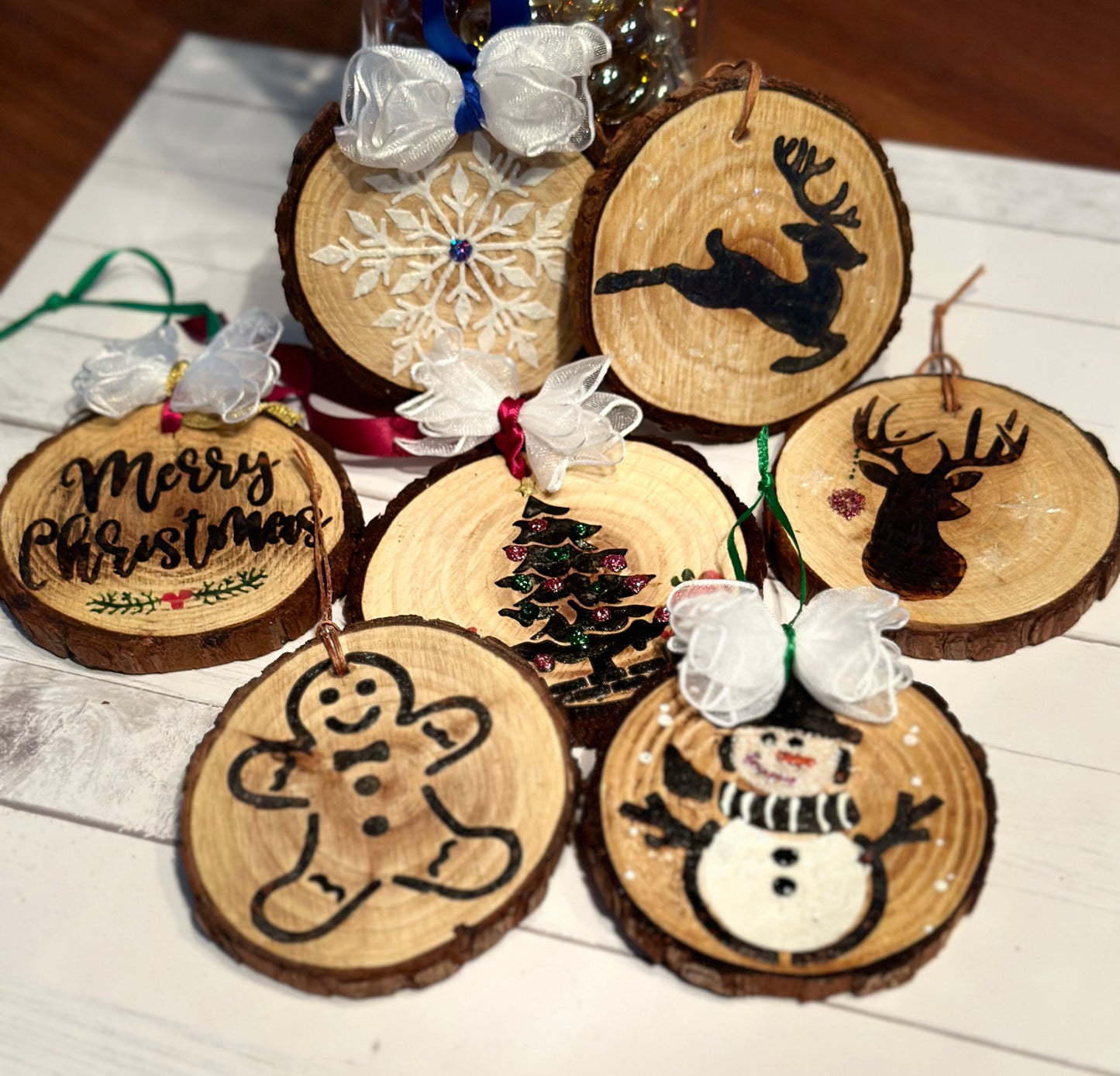 Wood Burned Christmas Ornaments