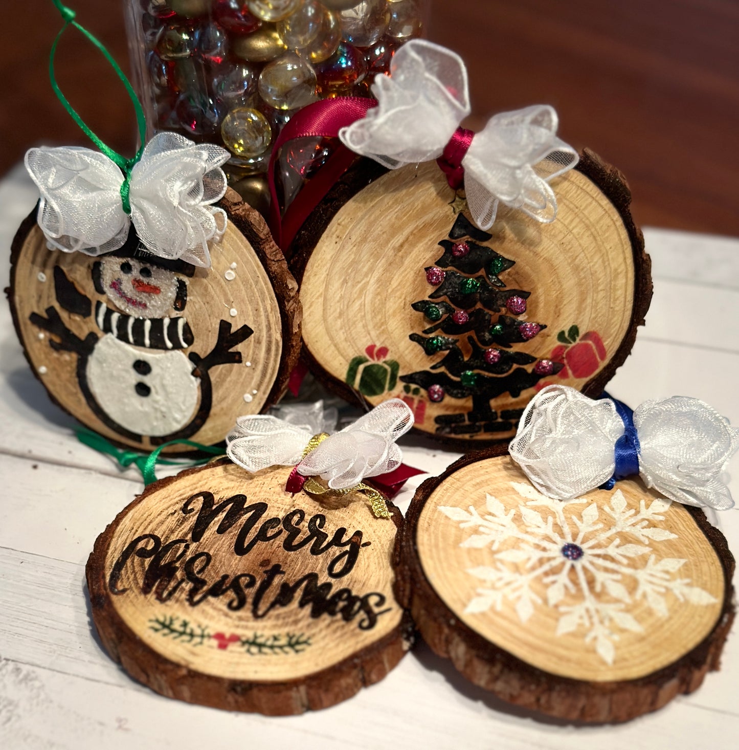 Wood Burned Christmas Ornaments