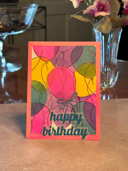Multi colored balloon Birthday card