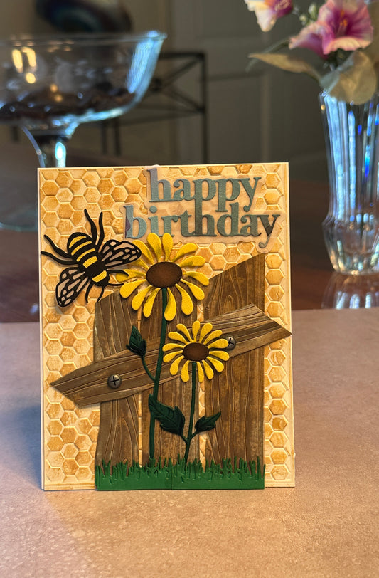 Wooden fence Birthday card