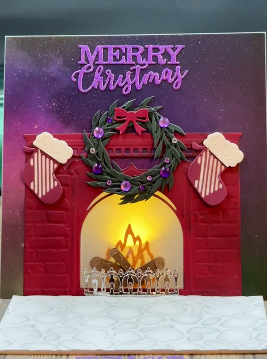 Flickering light fireplace card